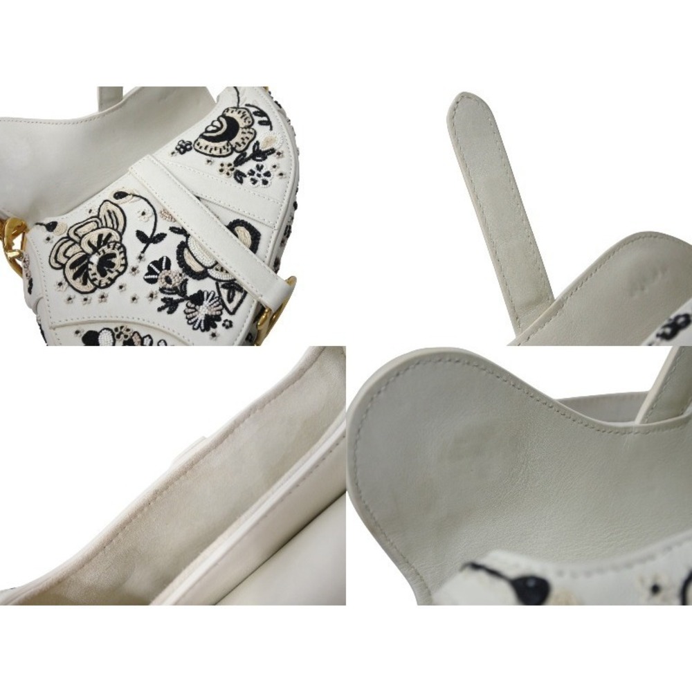 Dior black Christian Saddle calfskin beads handbag grained white Bag - Picture 9 of 10